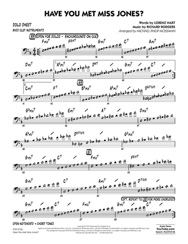 Have You Met Miss Jones? (arr. Michael Mossman) - Bass Clef Solo Sheet