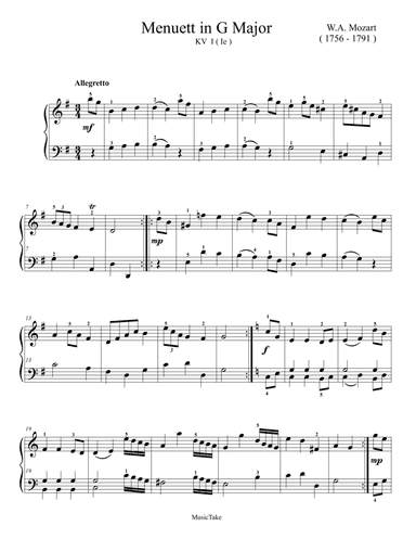 Mozart Menuett in G Major