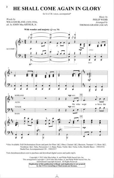 He Shall Come Again In Glory (arr. Thomas Grassi)