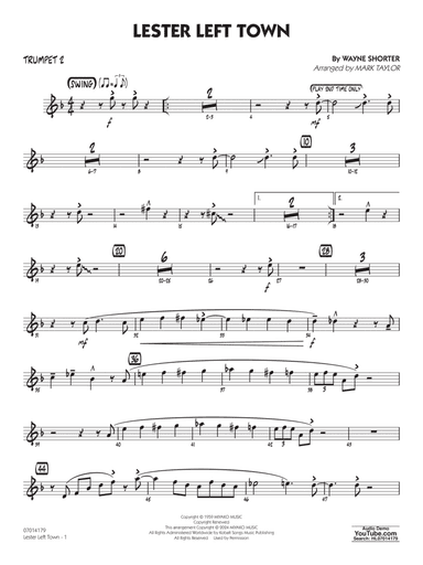 Lester Left Town (arr. Mark Taylor) - Trumpet 2