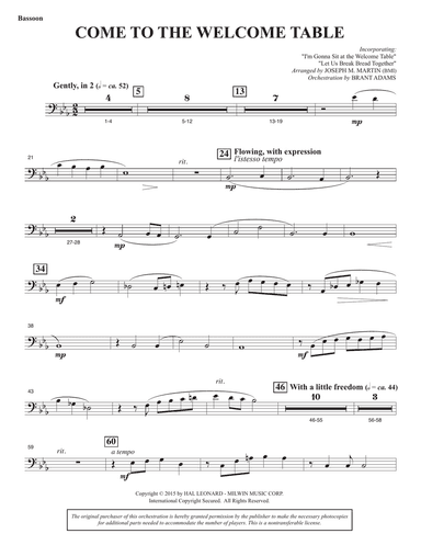 Come To The Welcome Table (Full Orchestra) - Bassoon