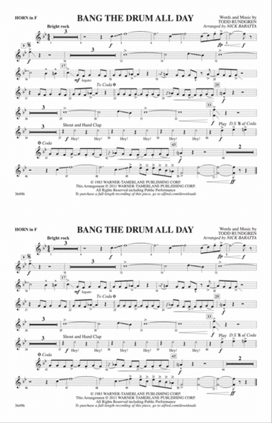 Bang the Drum All Day: 1st F Horn