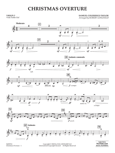 Christmas Overture (arr. Robert Longfield) - Violin 3 (Viola Treble Clef)