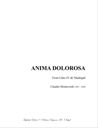 ANIMA DOLOROSA - C. Monteverdi -For SSATB Choir