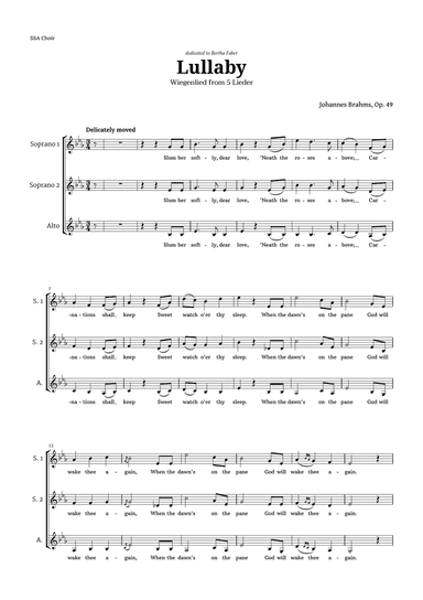 Lullaby by Brahms for SSA Choir