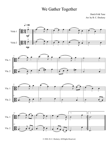 We Gather Together (Viola Duet)