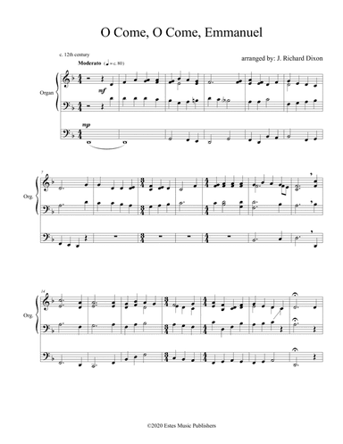 O Come , O Come, Emmanuel for organ