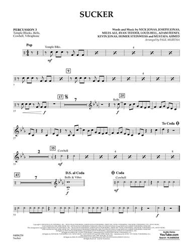 Sucker (arr. Paul Murtha) - Percussion 3