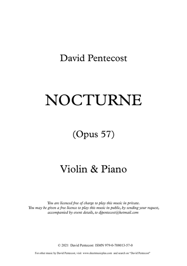 Nocturne, Opus 57, for Violin & Piano