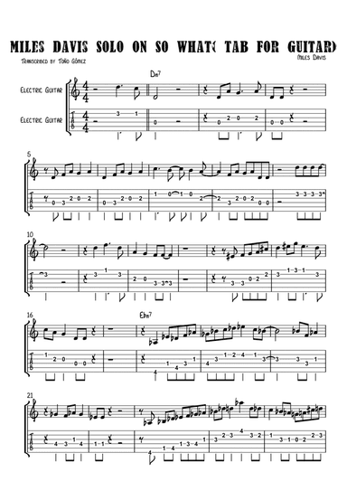 Solo Miles Davis on So What for guitar