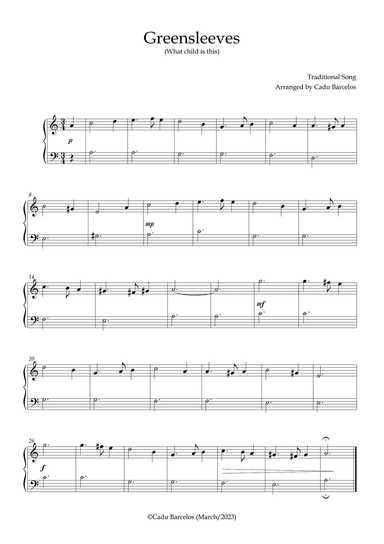 Greensleeves Begining Piano - A minor