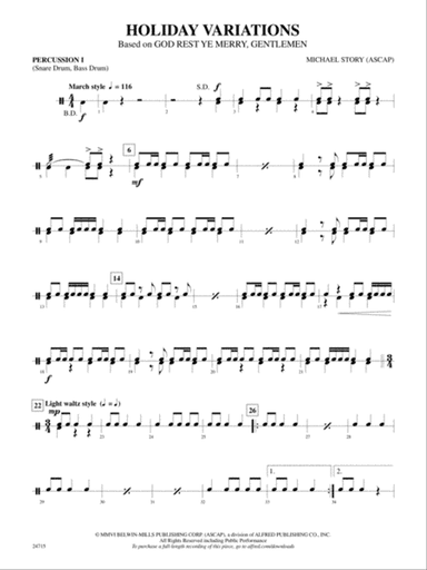 Holiday Variations (Based on "God Rest Ye Merry, Gentlemen"): 1st Percussion