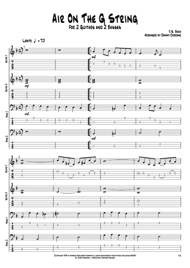 Air On The G String (For 2 Guitars and 2 Basses)