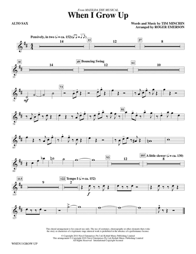 When I Grow Up (from Matilda: The Musical) (arr. Roger Emerson) - Alto Sax