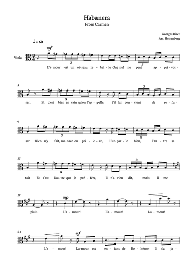 Habanera from Carmen for Viola