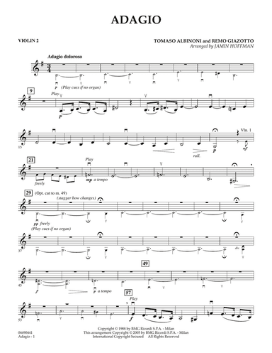 Adagio (arr. Jamin Hoffman) - Violin 2
