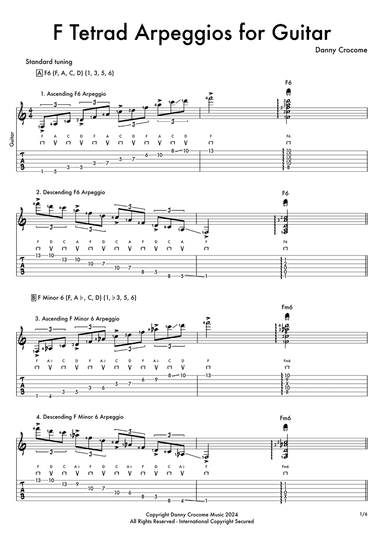 F Tetrad Arpeggios for Guitar