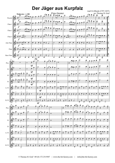 A Hunter from the Palatinate - German March/Octoberfest - Flute Quintet