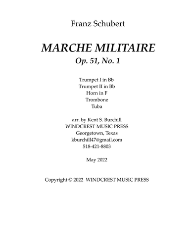 MARCHE MILITAIRE for Brass Quintet