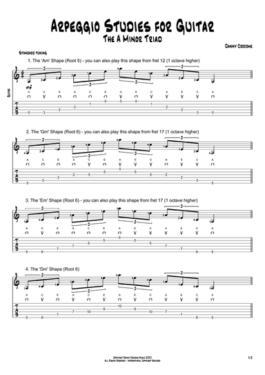 Arpeggio Studies for Guitar - The A Minor Triad