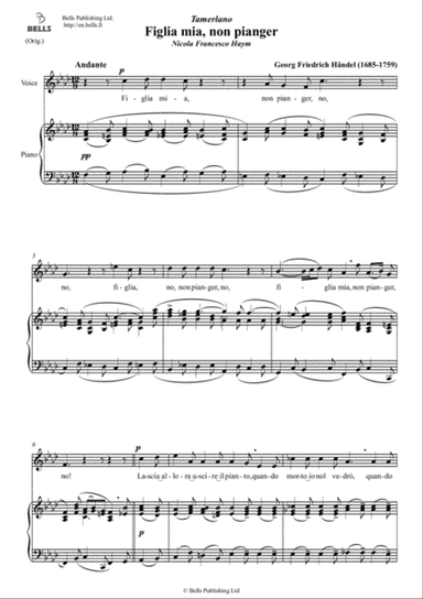 Figlia mia, non pianger (Original key. F minor)