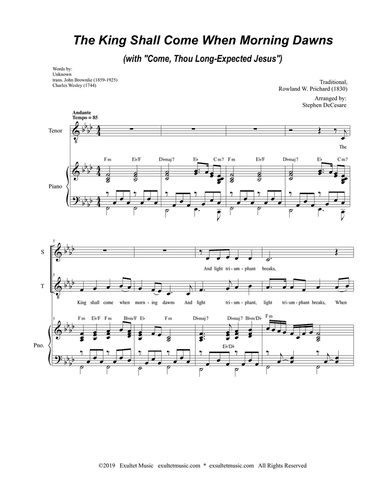 The King Shall Come (with "Come, Thou Long-Expected Jesus") (2-part choir - (Soprano and Tenor)