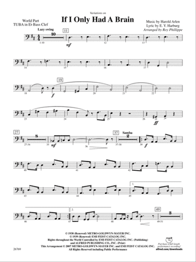 Variations on If I Only Had a Brain (from The Wizard of Oz): (wp) E-flat Tuba B.C.