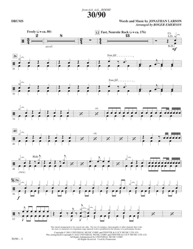 30/90 (from tick, tick... BOOM!) (arr. Roger Emerson) - Drums