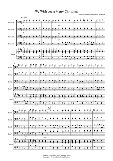 We Wish You a Merry Christmas for Bassoon Quartet