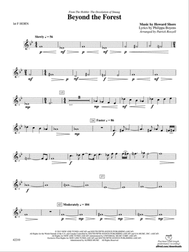 Beyond the Forest (from The Hobbit: The Desolation of Smaug): 1st F Horn