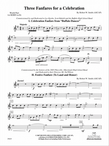 Three Fanfares for a Celebration: (wp) 1st Horn in E-flat