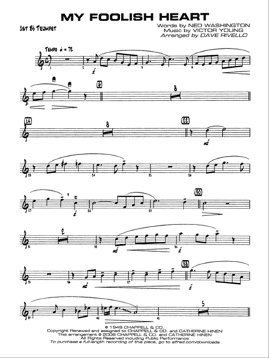 My Foolish Heart: 1st B-flat Trumpet