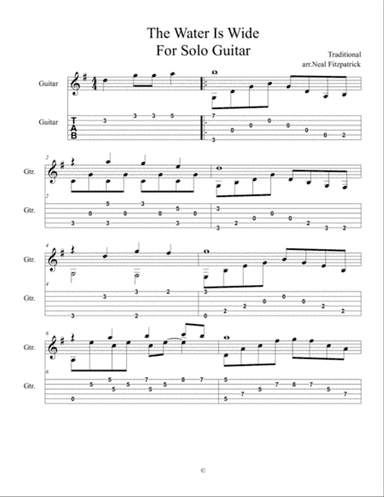 The Water Is Wide For Guitar-Tablature Edition