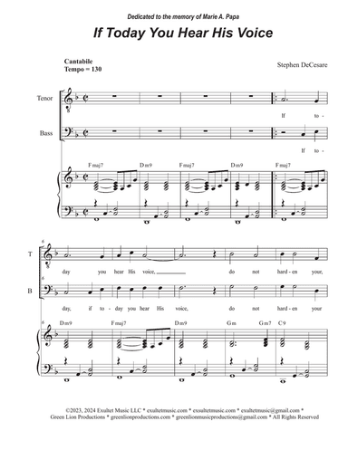If Today You Hear His Voice (Duet for Tenor and Bass solo)