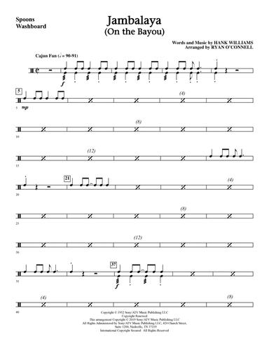 Jambalaya (On The Bayou) (arr. Ryan O'Connell) - Un-pitched Percussion