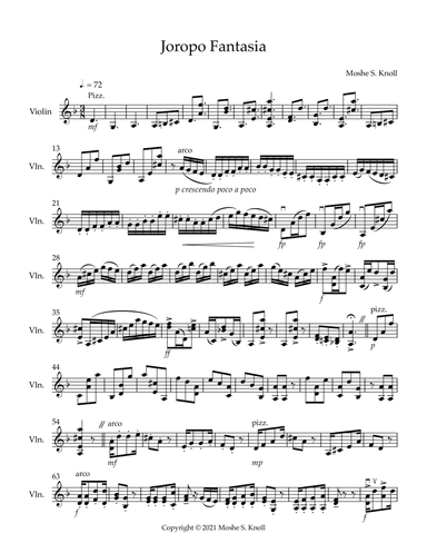 Joropo Fantasia; for Violin Solo