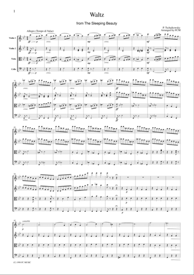 Tchaikowsky Waltz from The Sleeping Beauty, for string quartet, CT003