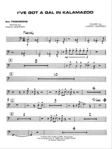 I've Got a Gal in Kalamazoo: 4th Trombone