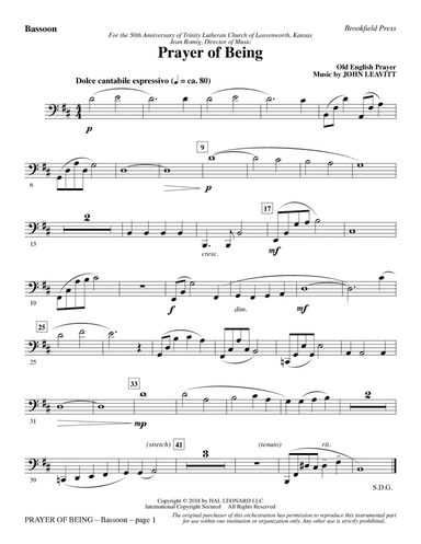 Prayer of Being - Bassoon