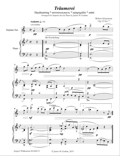 Schumann: Träumerei Op. 15 No. 7 for Soprano Sax & Piano