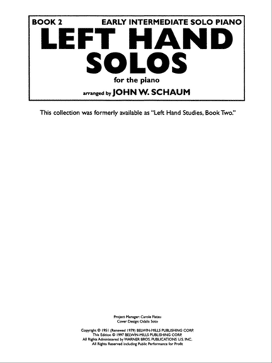 Left-Hand Solos, Book 2 (for left hand alone)