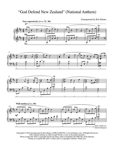 God Defend New Zealand (Reflective Solo Piano Arrangement)
