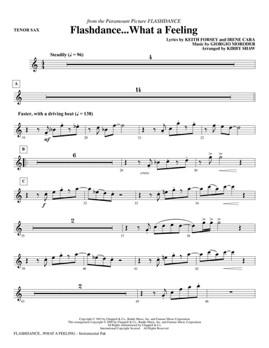 Flashdance...What A Feeling (from Flashdance) (arr. Kirby Shaw) - Tenor Sax