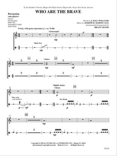 Who Are the Brave: 1st Percussion