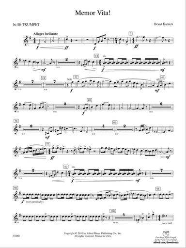 Memor Vita!: 1st B-flat Trumpet