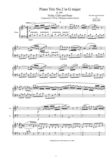 Mozart - Piano Trio No.2 in G major K 496 for Violin, Cello and Piano