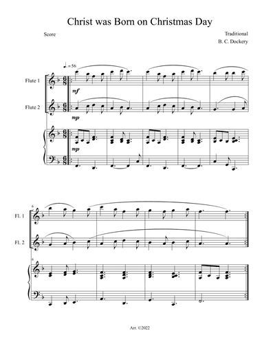 Christ was Born on Christmas Day (Flute Duet with Piano Accompaniment)