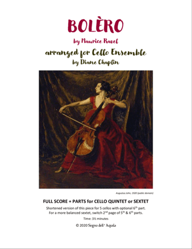 Bolero for Cello Quintet or Sextet