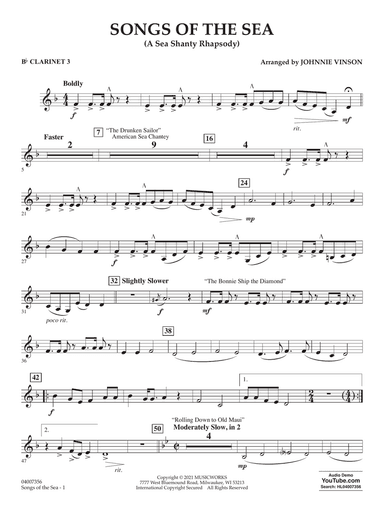 Songs of the Sea (A Sea Shanty Rhapsody) - Bb Clarinet 3