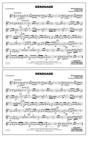 Renegade (arr. Ishbah Cox) - Bb Tenor Sax